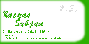 matyas sabjan business card